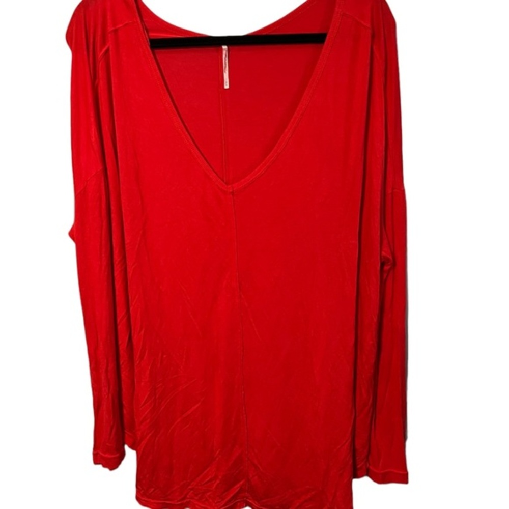 Free People Red Long Sleeve Pull Over Top Size Medium